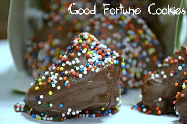 Chocolate Covered Fortune Cookies flavored with cinnamon, nutmeg, and allspice. Destined to bring you good luck in the New Year!