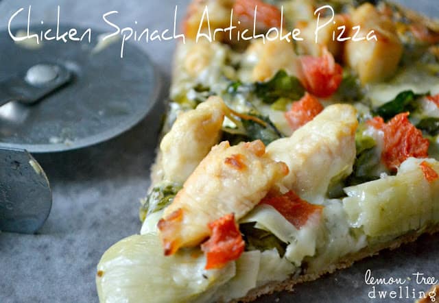  Chicken Spinach Artichoke Pizza is a delicious taste of heaven in a game day dinner option