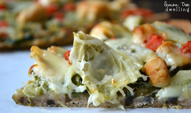  Chicken Spinach Artichoke Pizza is a delicious taste of heaven in a game day dinner option