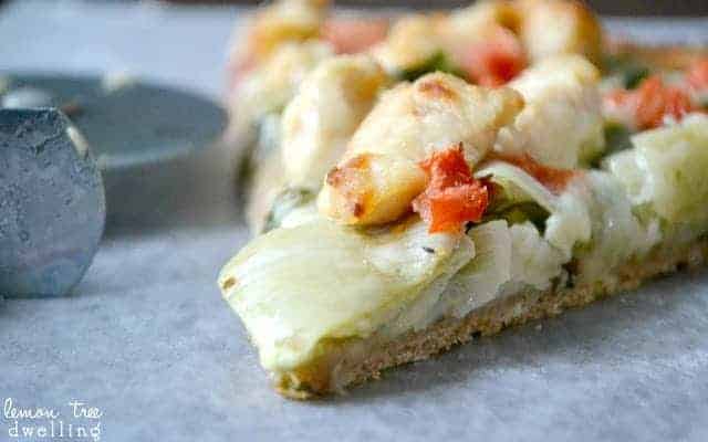 Chicken Spinach Artichoke Pizza is a delicious taste of heaven in a game day dinner option