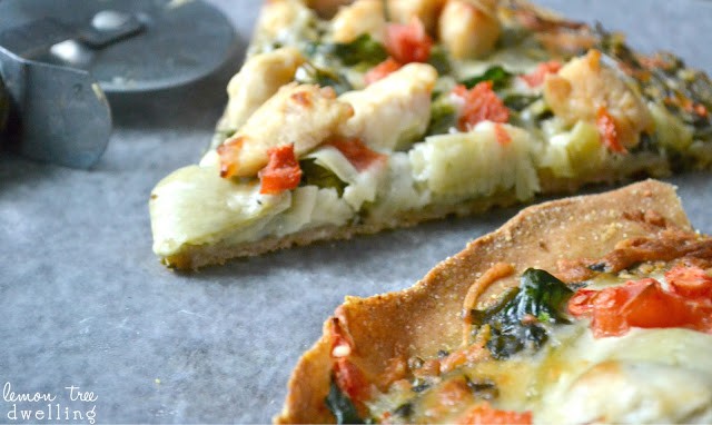  Chicken Spinach Artichoke Pizza is a delicious taste of heaven in a game day dinner option