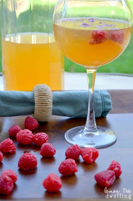 The classic combination of peaches and raspberries....brought together in a delicious sangria that is just right for breakfast, happy hour, or any hour! The perfect addition to your Mother's Day menu!