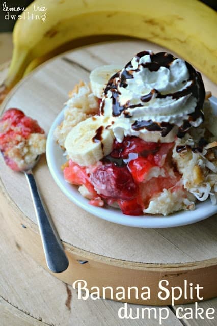 Banana Split Dump Cake - with all the flavors of a Banana Split - is the perfect no-melt alternative to the real thing!