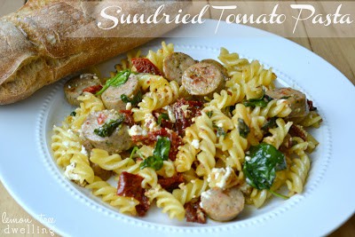 plate of sundried tomato pasta