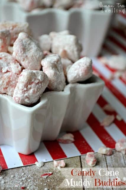 Candy Cane Muddy Buddies are a perfect mint treat