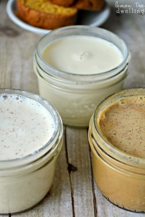 Homemade Holiday Coffee Creamers - Eggnog, Gingerbread, & Vanilla Mint!