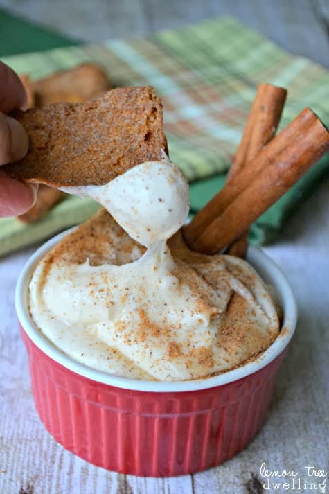 Eggnog Dip is a great way to holiday-up your treats! All the flavors of eggnog in a deliciously creamy dip!