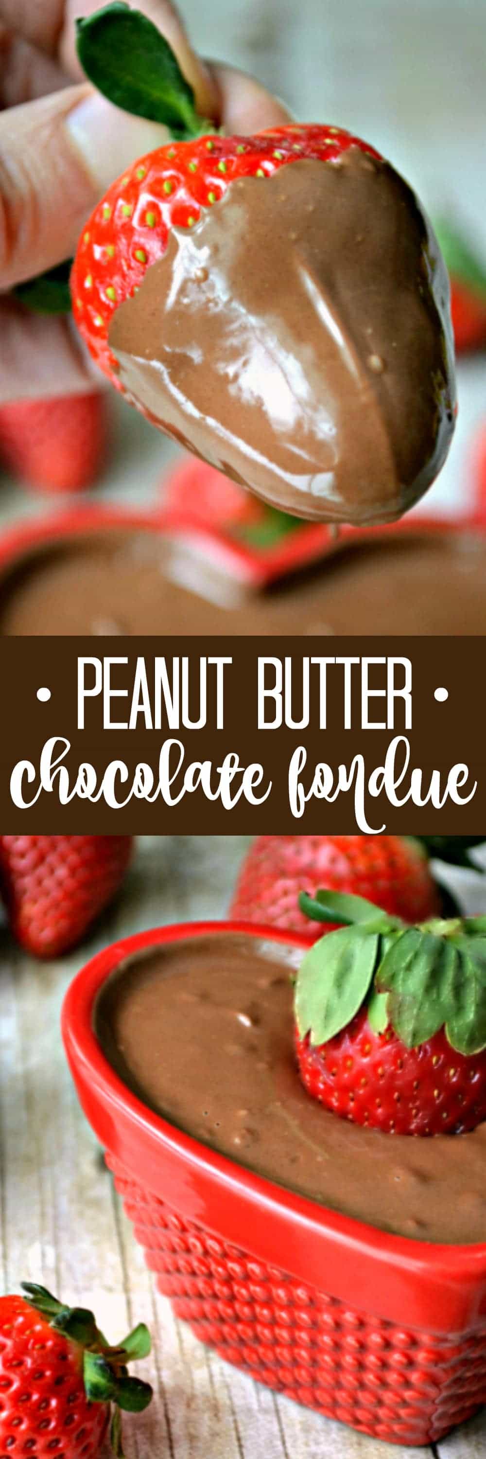 Reach, creamy Peanut Butter Chocolate Fondue...made with just 3 simple ingredients and ready in no time at all!