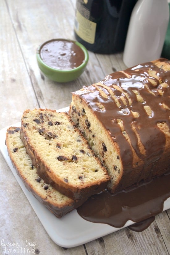 This Bailey's Chocolate Chip Pound Cake is flavored with chocolate chips and Bailey's Irish Cream, then drizzled with a chocolate Bailey's icing. Perfect for breakfast OR dessert!