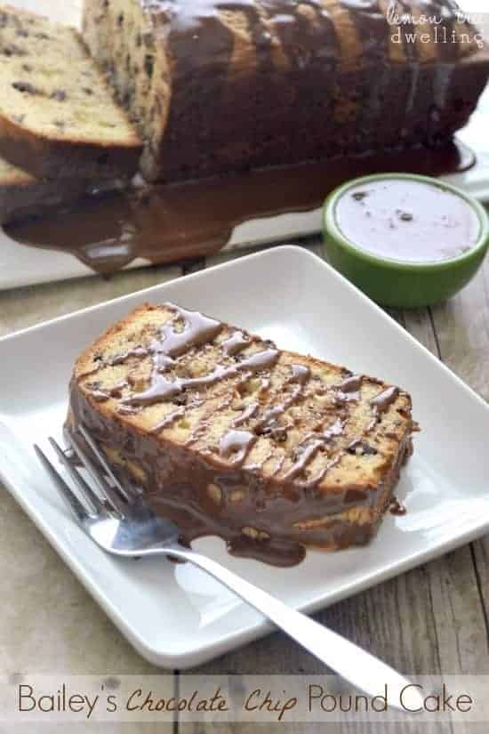 This Bailey's Chocolate Chip Pound Cake is flavored with chocolate chips and Bailey's Irish Cream, then drizzled with a chocolate Bailey's icing. Perfect for breakfast OR dessert!