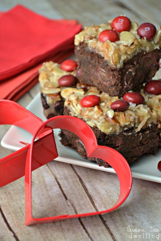 German Chocolate Cherry Bars - a delicious mix between a brownie and German Chocolate Cake!