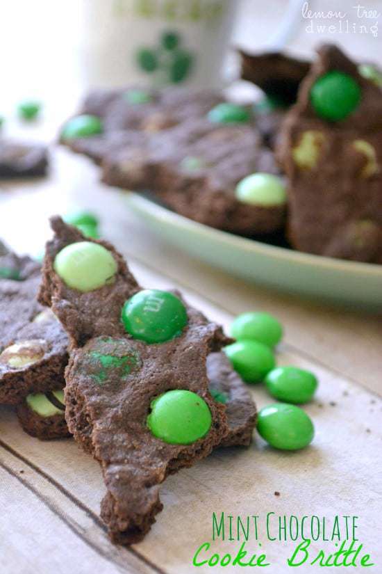 Mint Chocolate Cookie Brittle is a delicious mix between a thin mint and a brownie.
