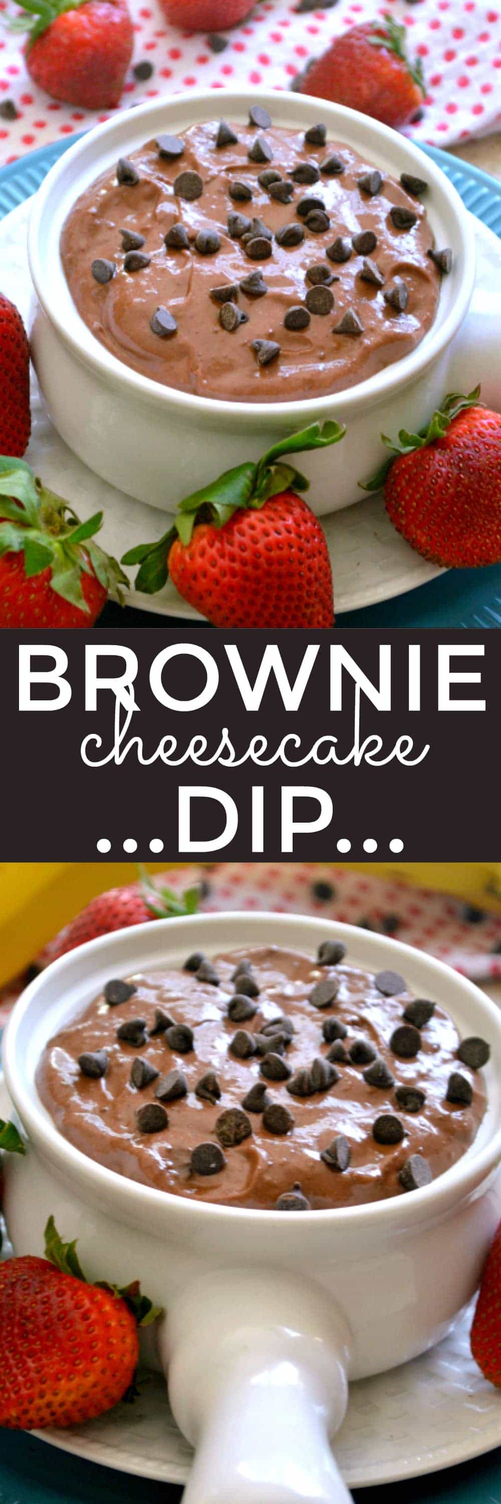 Rich, creamy Brownie Cheesecake Dip...made with just 3 ingredients!