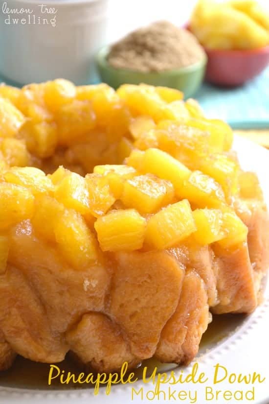 Pineapple Upside Down Monkey Bread - a fresh, delicious twist on cake for breakfast!