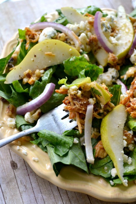 BBQ Chicken, Pear & Gorgonzola Salad - a great way to use up leftover chicken!