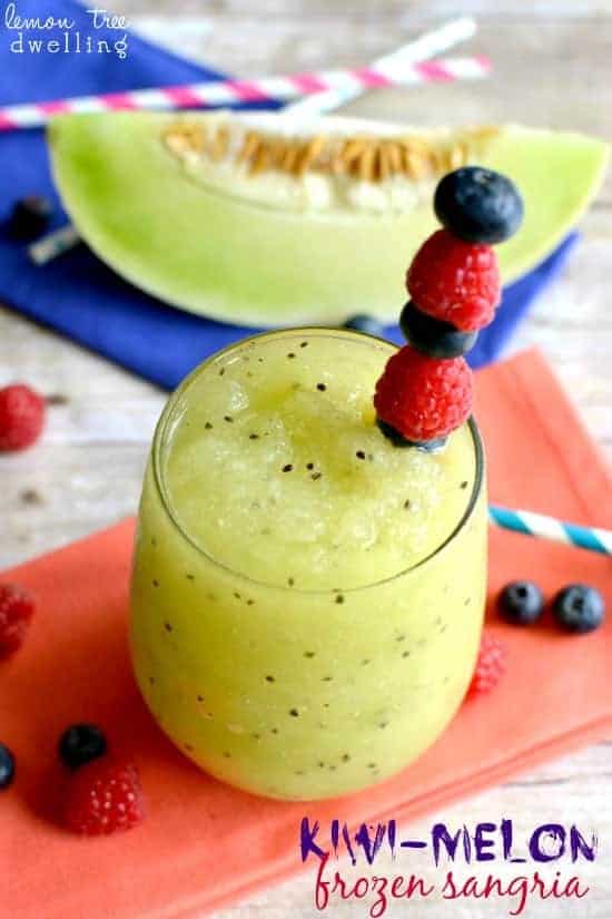 Kiwi Melon Frozen Sangria - delicious flavors in a sweet, refreshing drink!