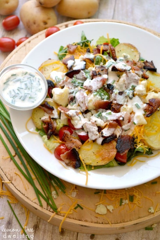 Loaded Baked Potato Salad with all the fixings!