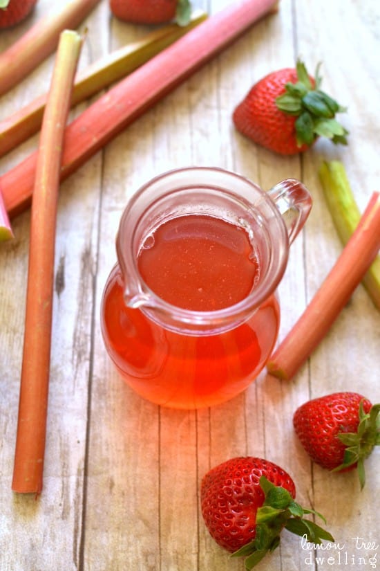 Strawberry Rhubarb Simple Syrup - a delicious addition to your favorite summer drinks & desserts!