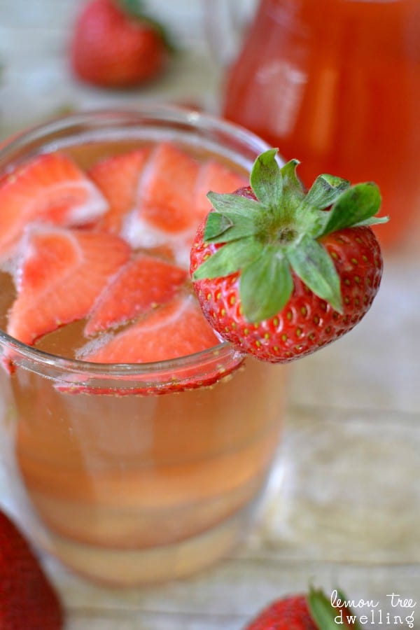 Strawberry Rhubarb Champagne Spritzer | Lemon Tree Dwelling