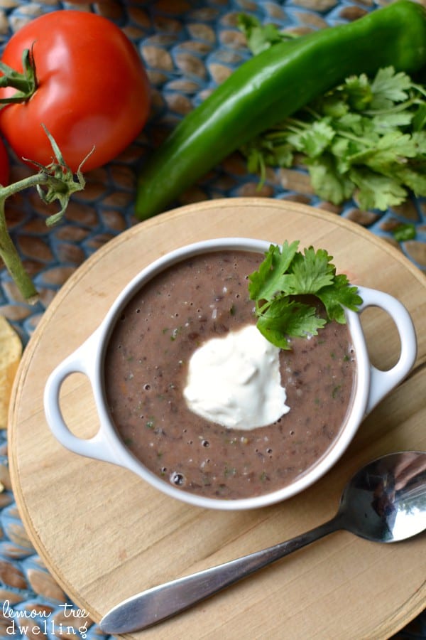 Blender Black Bean Soup with Hot Sauce - start to finish in just 15 minutes! #sauceon #shop #cbias