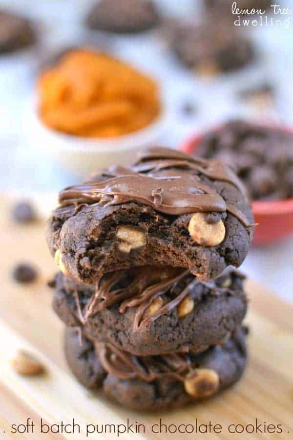 Soft Batch Pumpkin Chocolate Cake Mix Cookies. Oven-ready in 5 minutes or less!