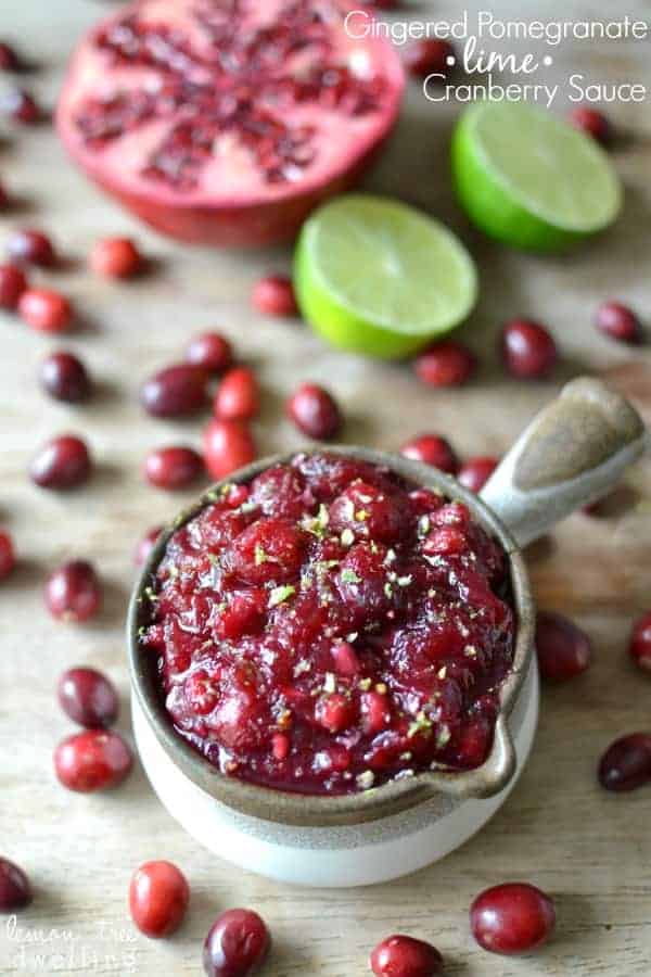 Gingered Pomegranate Lime Cranberry Sauce is a wonderful edition to your holiday dinner table!