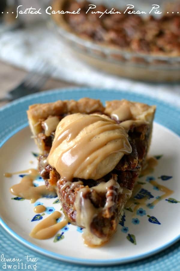 Salted Caramel Pumpkin Pecan Pie - Perfect fall dessert!