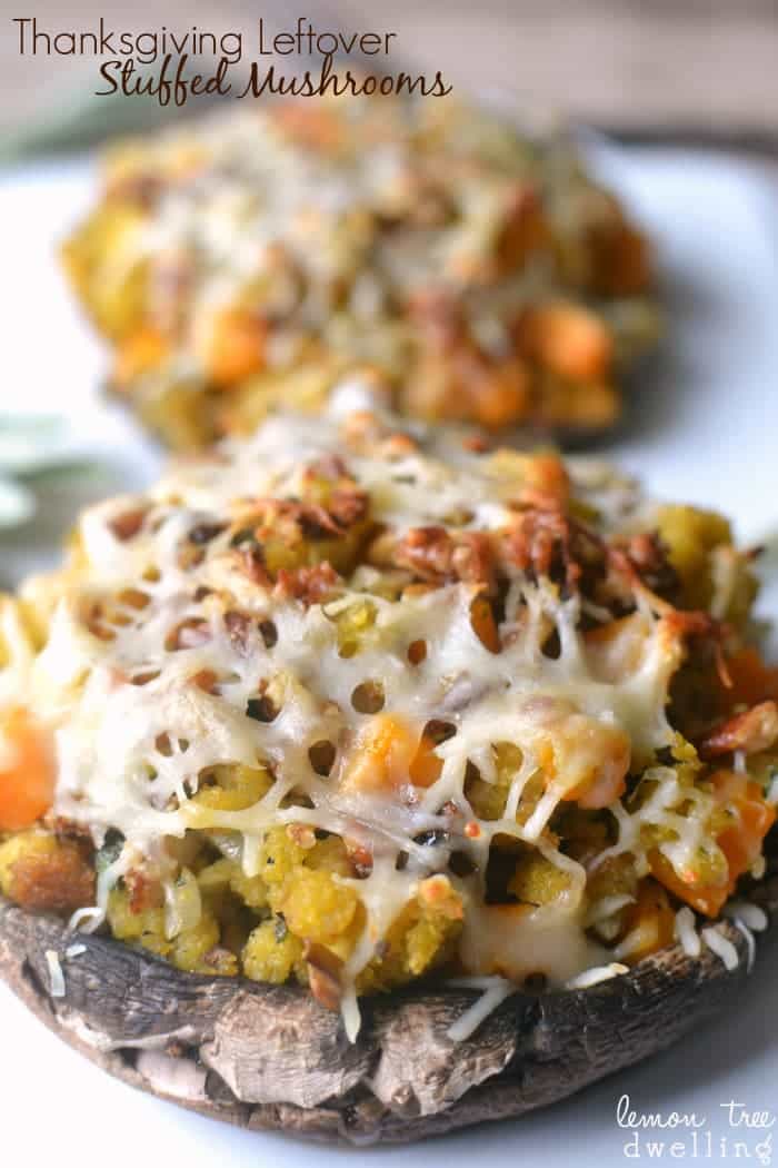 Thanksgiving Leftover Stuffed Mushrooms #TasteTheSeason #ad