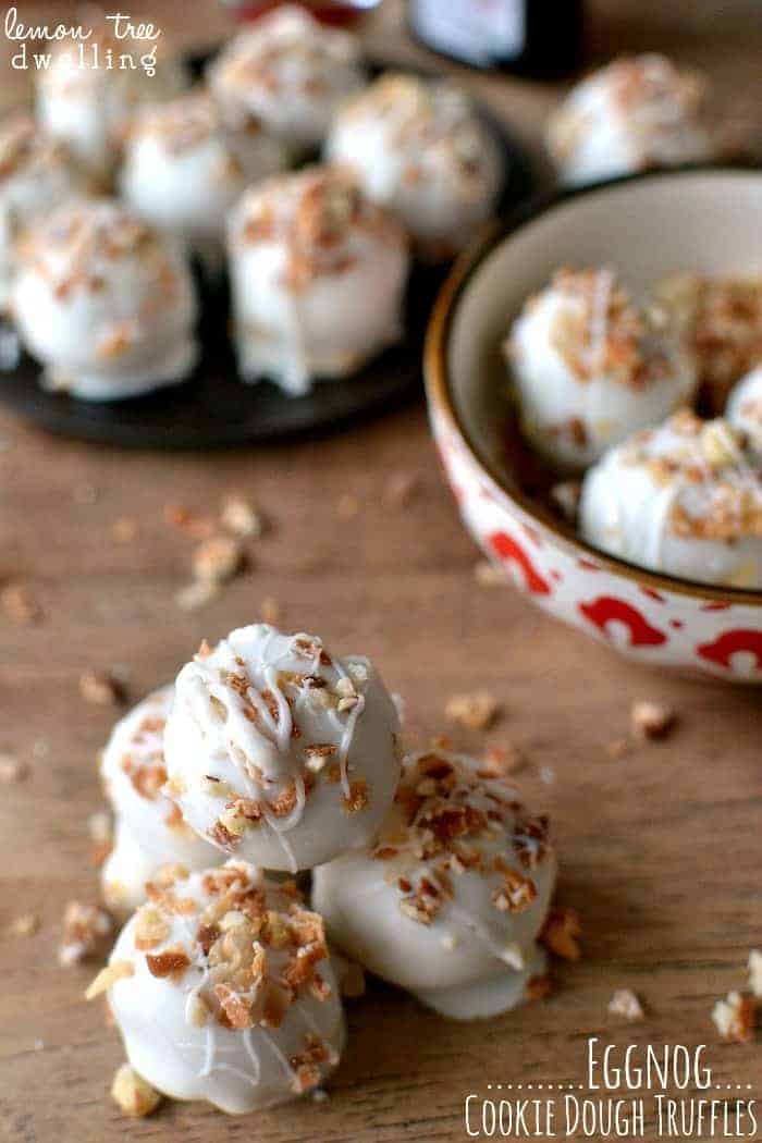 Eggnog Cookie Dough Truffles - all the flavors of eggnog in a delicious little bite!