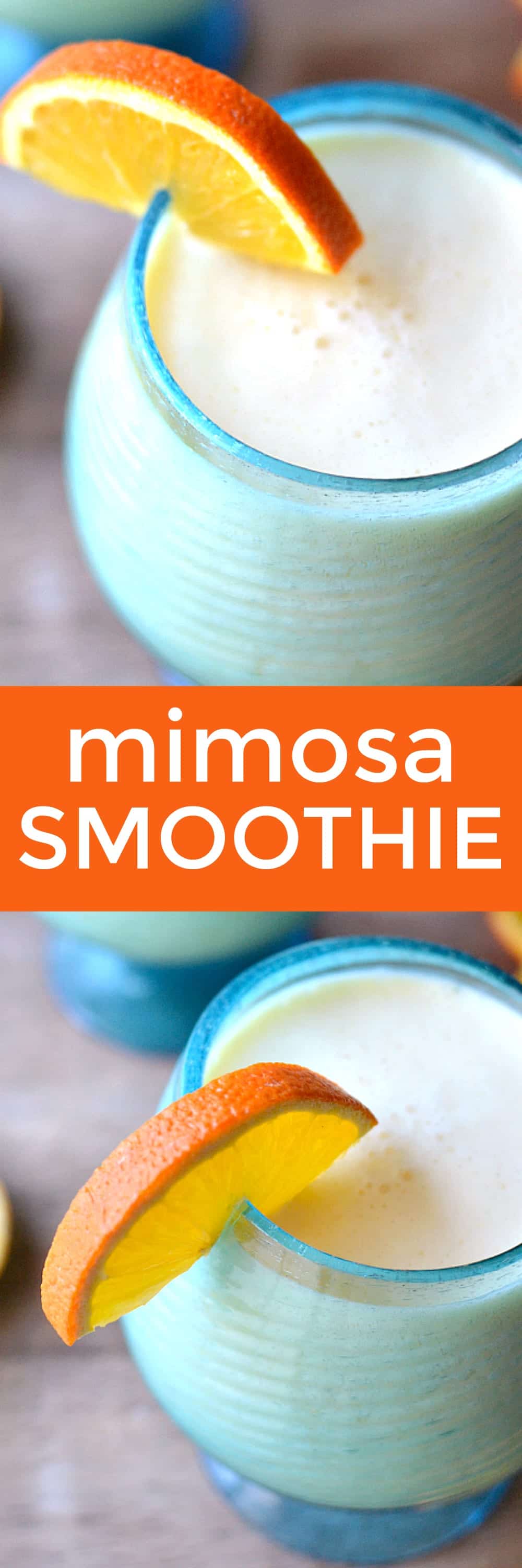 A Mimosa Smoothie combines the delicious flavors of your favorite brunch drink with creamy vanilla yogurt. This 3 ingredient breakfast smoothie is cause for celebration!