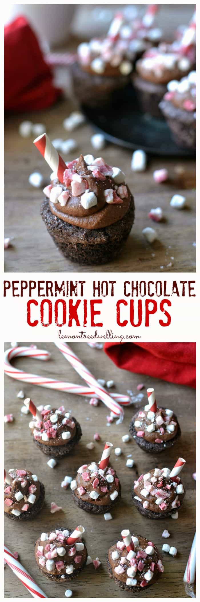 Peppermint Hot Chocolate Cookie Cups | Lemon Tree Dwelling