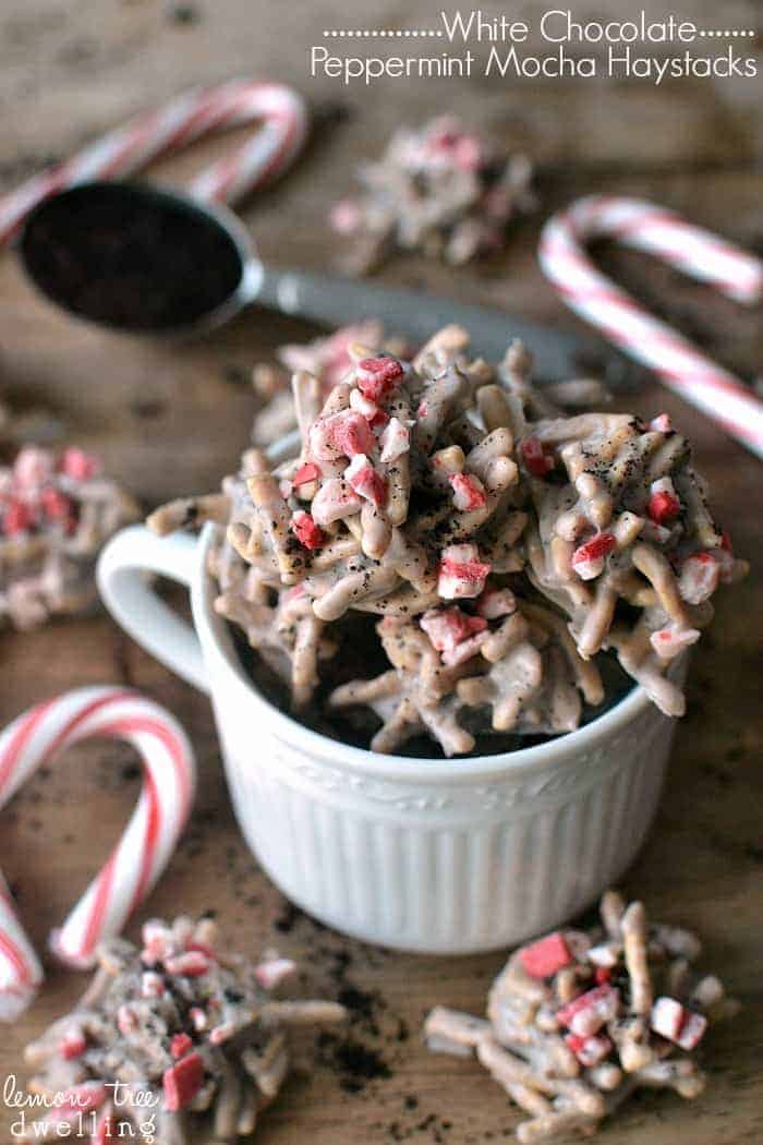 White Chocolate Peppermint Mocha Haystacks | Lemon Tree Dwelling