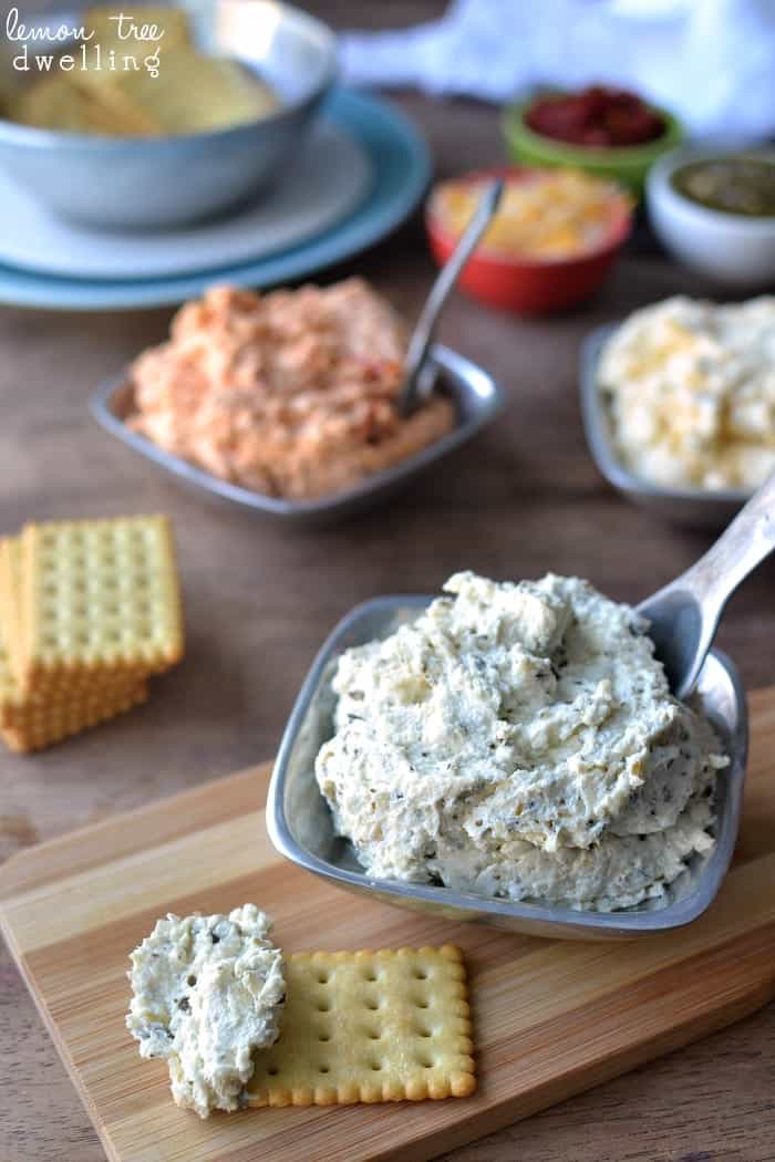 3-Ingredient Cheese Spreads for a grown up cheese and crackers