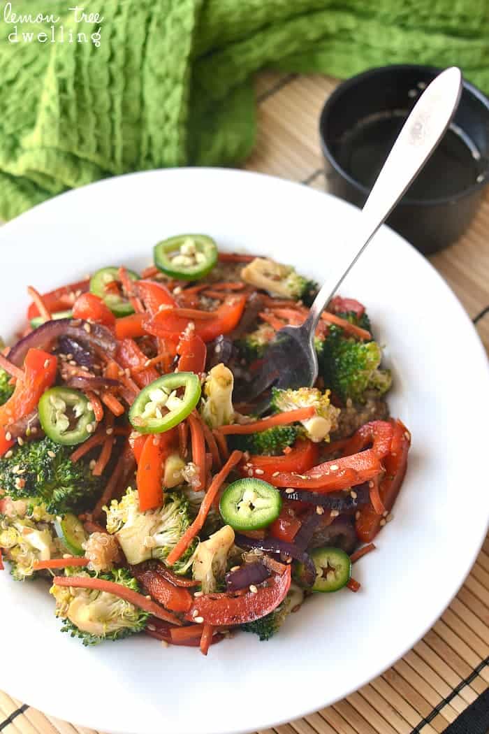 Quinoa Vegetable Stir Fry - start to finish in 20 minutes or less!