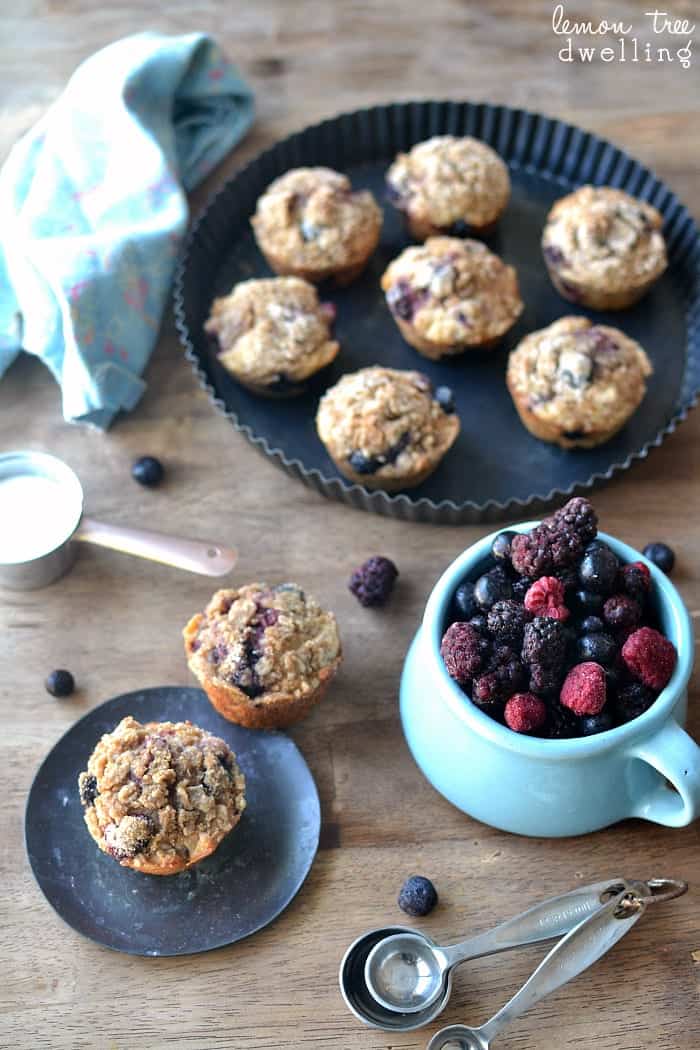 Triple Berry Quinoa Muffins made with Truvia!  What a great breakfast idea!