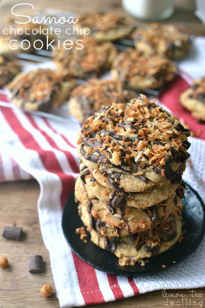  Samoa Chocolate Chip Cookies are a delicious twist on the Girl Scout classic! 