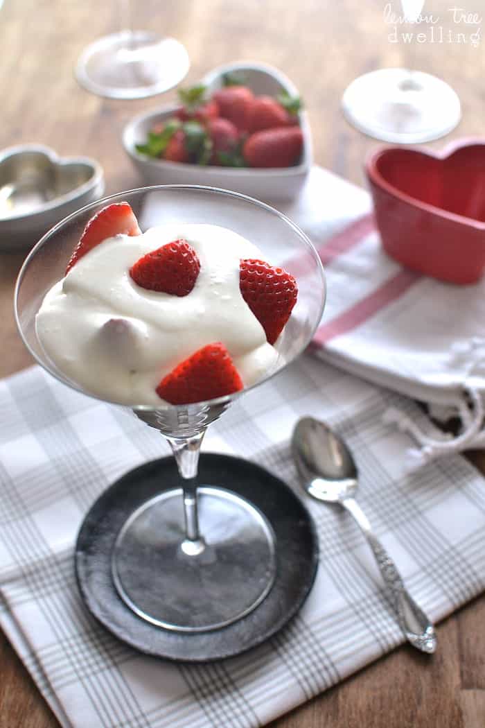  Strawberries Romanoff is a simple, elegant dessert that's perfect for Valentine's Day or date night in! 