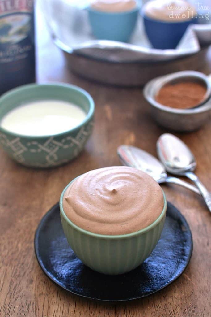 Deliciously light, fluffy chocolate mousse infused with the sweet flavor of Bailey's Irish Cream. Perfect for the holidays!