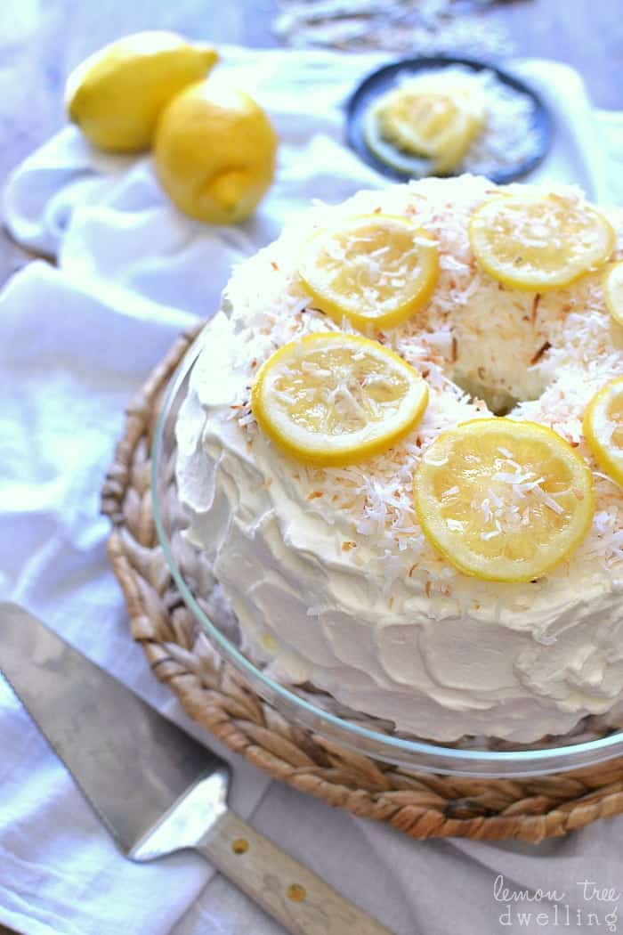 Lemon-Coconut Golden Angel Cake - light, delicious, and perfect for Easter!