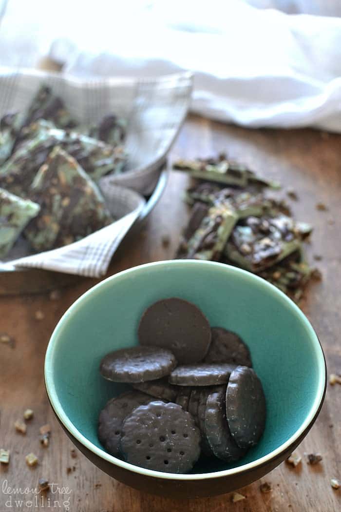 Thin Mint Bark made with Girl Scout Cookies! This stuff is to die for!!!!