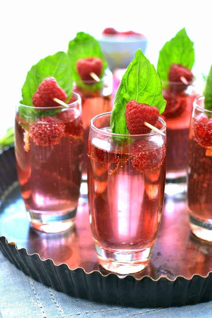 Raspberry Basil Champagne Spritzer - perfect for Mother's Day or any special occasion!