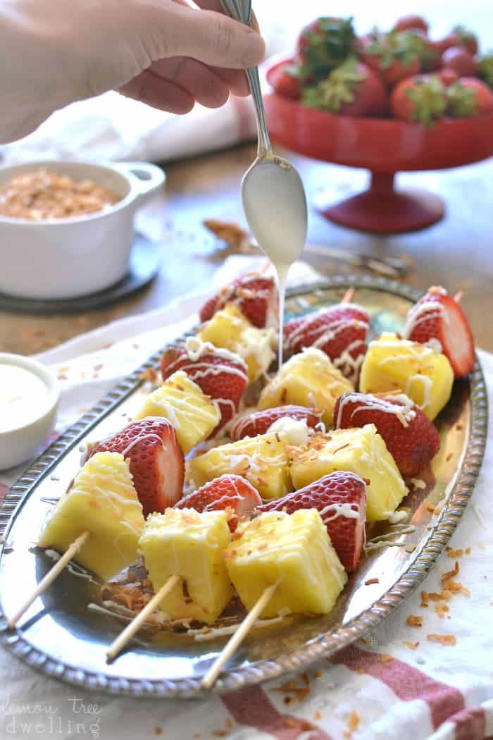 Strawberry Colada Kabobs | Lemon Tree Dwelling