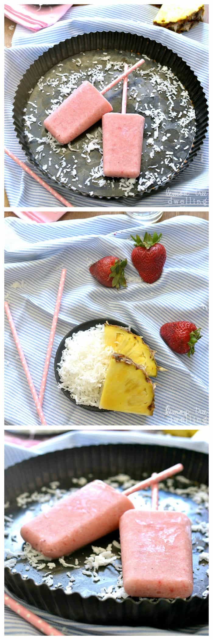strawberry colada popsicles solero