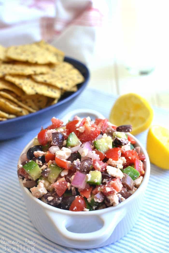 Mediterranean Salsa - fresh, flavorful, and perfect for dipping with tortilla chips! 