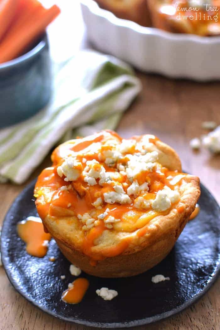  These Buffalo Chicken Pizza Cups are made with just 5 ingredients and are perfect for snack, lunch, or dinner! Make them in a muffin tin for an extra fun twist on pizza!