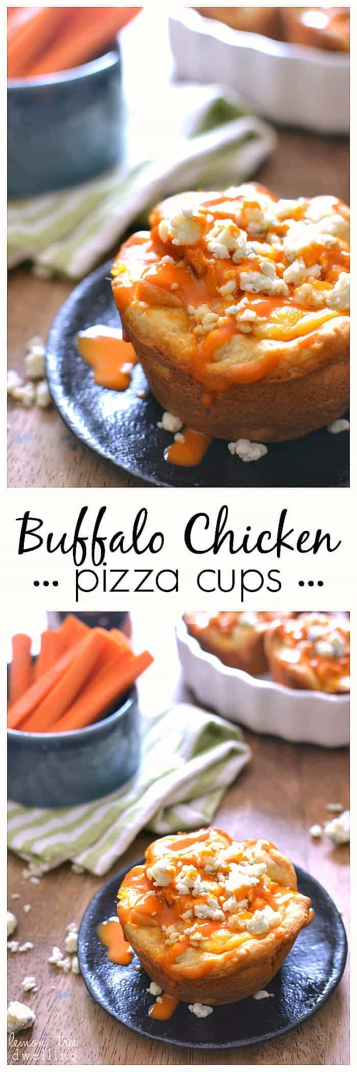  These Buffalo Chicken Pizza Cups are made with just 5 ingredients and are perfect for snack, lunch, or dinner! Make them in a muffin tin for an extra fun twist on pizza!