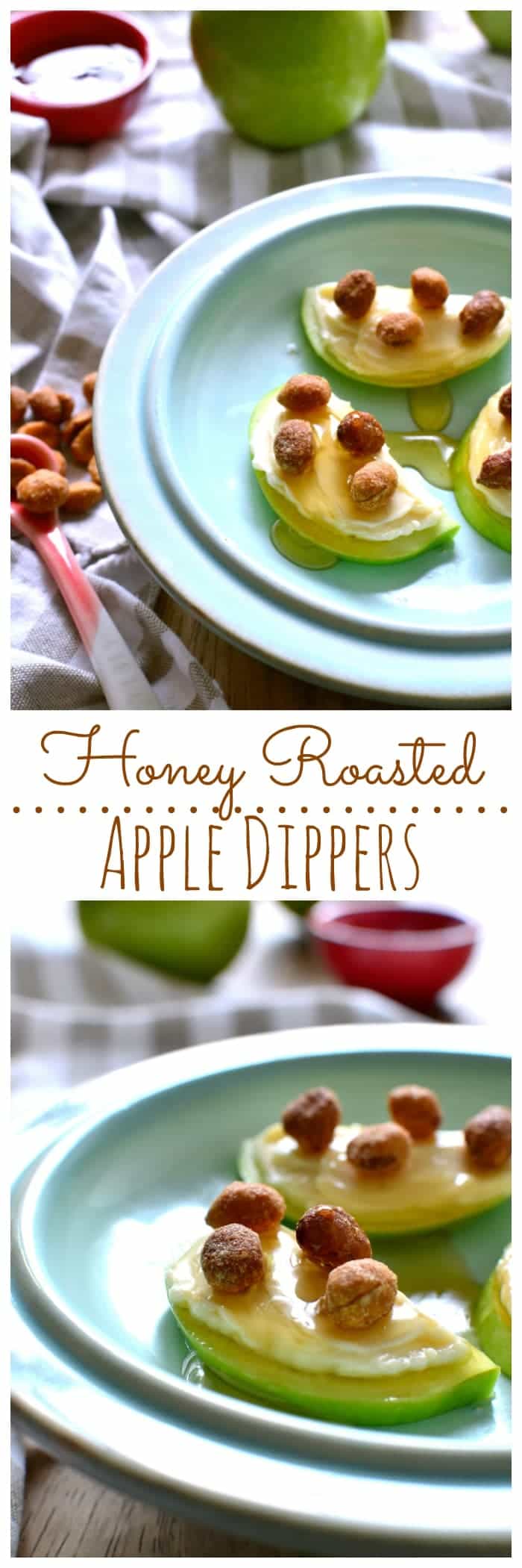 Honey Roasted Apple Dippers - just 4 ingredients and perfect for fall! (Sponsored by The Laughing Cow, but I LOVE this cheese!)