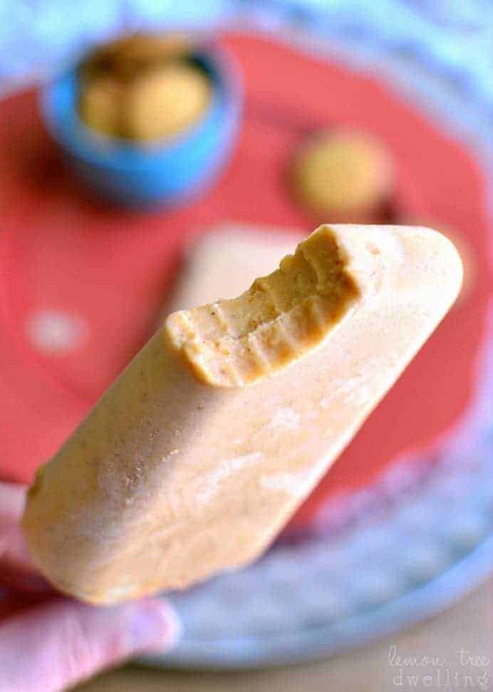 Skinny Pumpkin Pie Popsicles made with Truvia®! These popsicles are rich, creamy, and packed with pumpkin flavor. So delicious, you would never guess they're "skinny"!