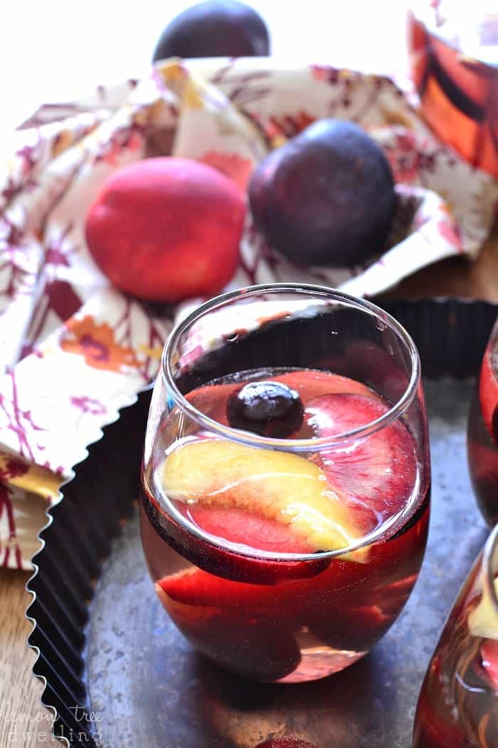  This Plum Sangria is flavored with amaretto and packed with fresh plums, nectarines, and cherries. Deliciously sweet and easy on the eyes....hands down my favorite new sangria!