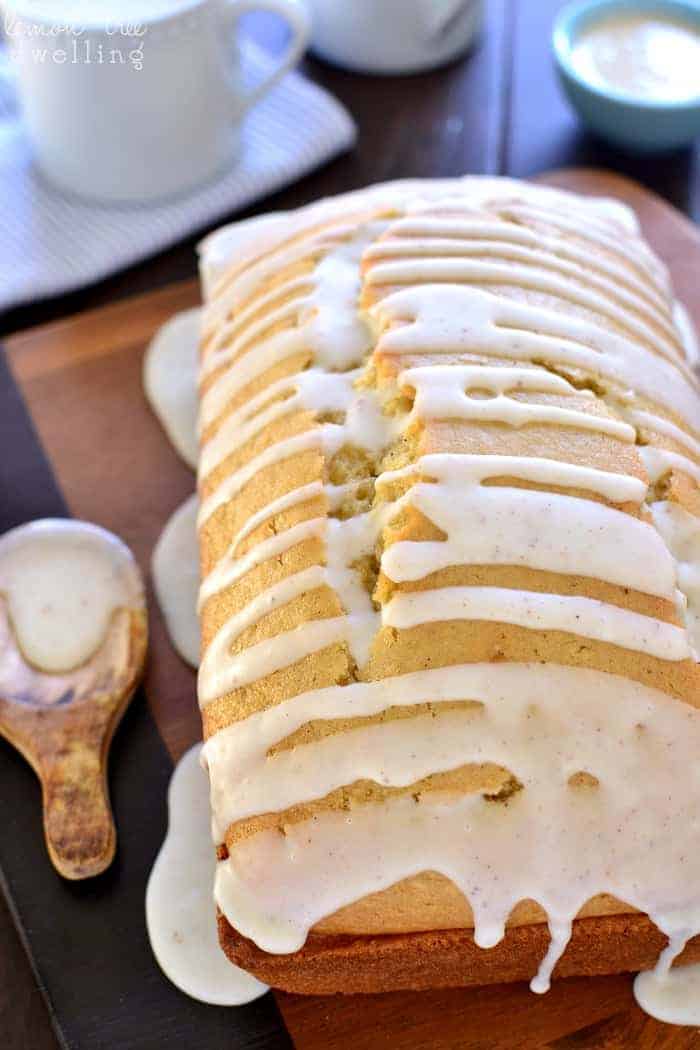This Glazed Eggnog Bread is packed with the sweet eggnog flavors you love....in a delicious bread that's perfect for the holidays! Best of all, it's made with Silk Soy Nog for a dairy-free breakfast treat that everyone can enjoy!